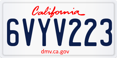 CA license plate 6VYV223
