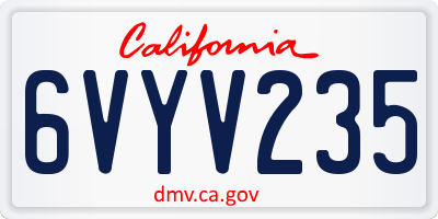 CA license plate 6VYV235