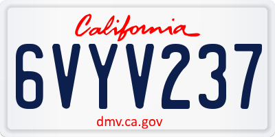 CA license plate 6VYV237