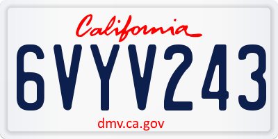 CA license plate 6VYV243