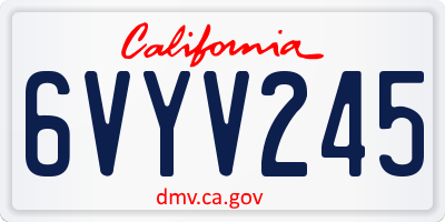 CA license plate 6VYV245