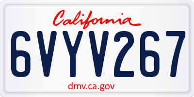 CA license plate 6VYV267