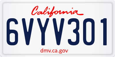CA license plate 6VYV301
