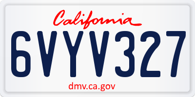 CA license plate 6VYV327