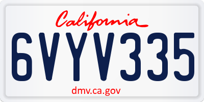 CA license plate 6VYV335