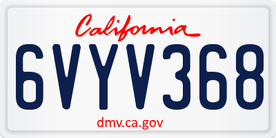 CA license plate 6VYV368