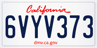 CA license plate 6VYV373