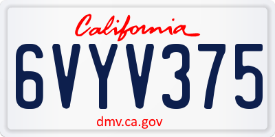 CA license plate 6VYV375