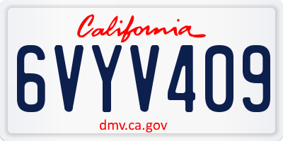CA license plate 6VYV409
