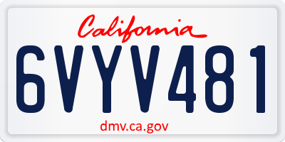CA license plate 6VYV481