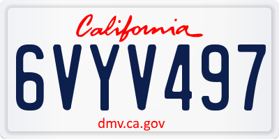 CA license plate 6VYV497