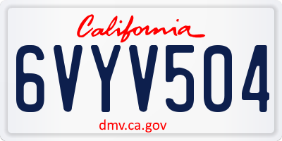 CA license plate 6VYV504