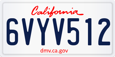 CA license plate 6VYV512