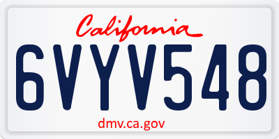 CA license plate 6VYV548