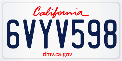 CA license plate 6VYV598