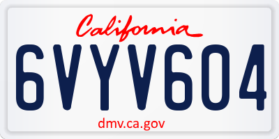 CA license plate 6VYV604