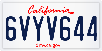 CA license plate 6VYV644