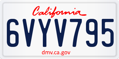CA license plate 6VYV795