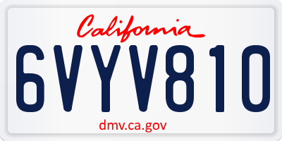 CA license plate 6VYV810