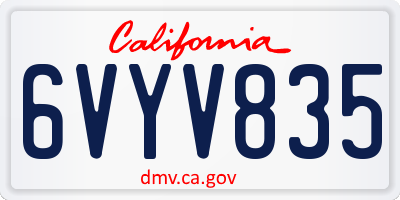 CA license plate 6VYV835
