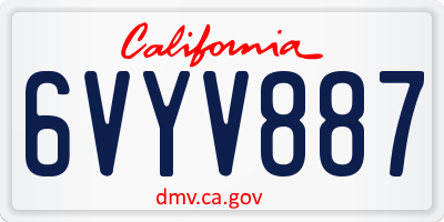 CA license plate 6VYV887