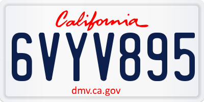 CA license plate 6VYV895