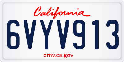 CA license plate 6VYV913