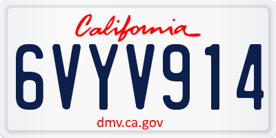 CA license plate 6VYV914