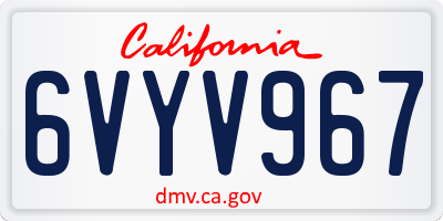 CA license plate 6VYV967