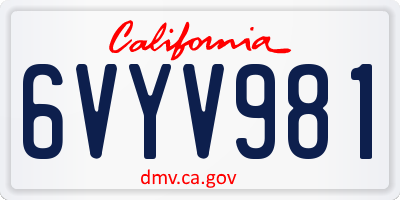 CA license plate 6VYV981