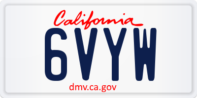 CA license plate 6VYW