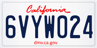 CA license plate 6VYW024