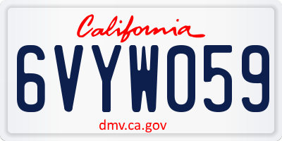 CA license plate 6VYW059