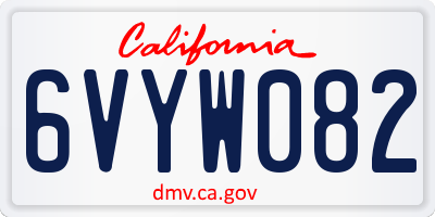 CA license plate 6VYW082