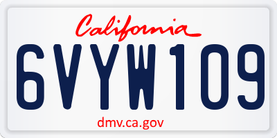 CA license plate 6VYW109