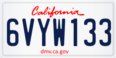 CA license plate 6VYW133