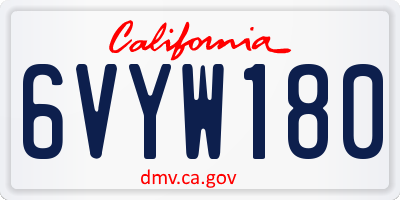 CA license plate 6VYW180