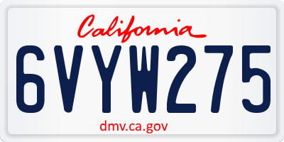 CA license plate 6VYW275