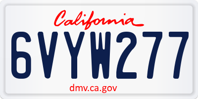CA license plate 6VYW277