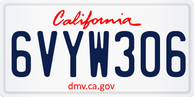 CA license plate 6VYW306