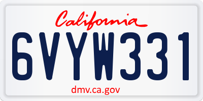 CA license plate 6VYW331