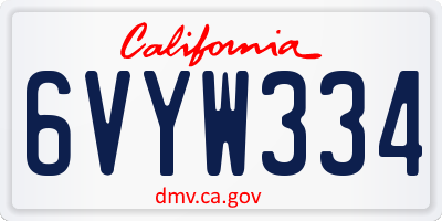 CA license plate 6VYW334