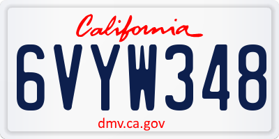 CA license plate 6VYW348