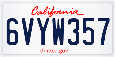 CA license plate 6VYW357