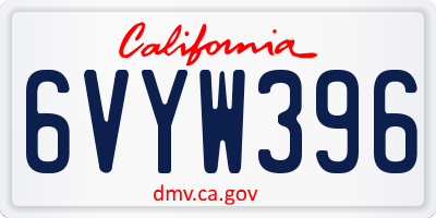 CA license plate 6VYW396