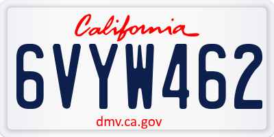 CA license plate 6VYW462
