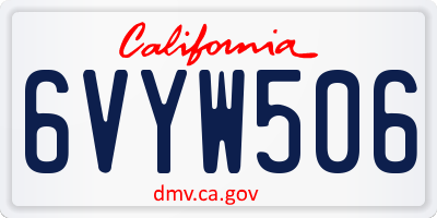 CA license plate 6VYW506