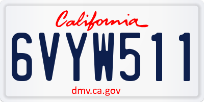 CA license plate 6VYW511