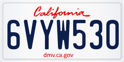 CA license plate 6VYW530