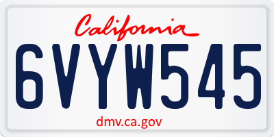 CA license plate 6VYW545